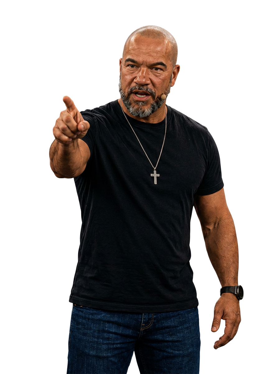 Business mentor pointing at camera